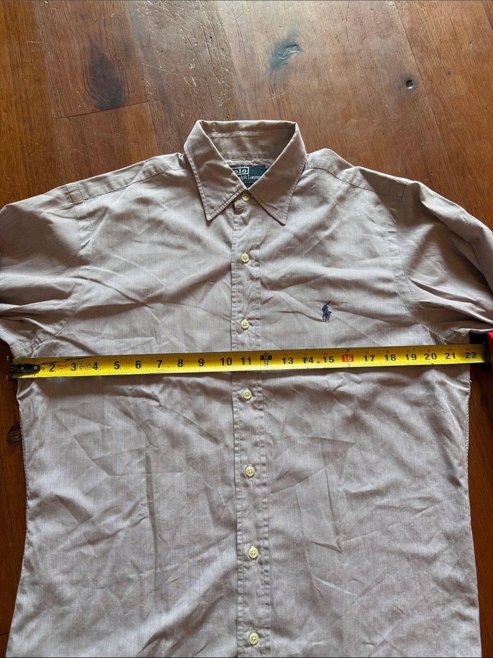 Ralph Lauren Men's Button-Down Dress Shirt in Light Brown with Navy Pony